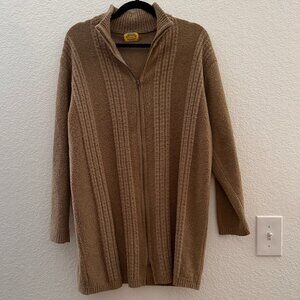 Vintage Denis Tan Textured Zip-Up Cardigan Sweater Jacket | Eclectic Grandpa